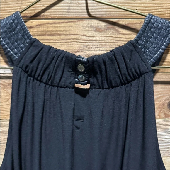 Calvin Klein Slinky dress Vegan Leather USM black white built-in bra party flowy - Picture 4 of 7